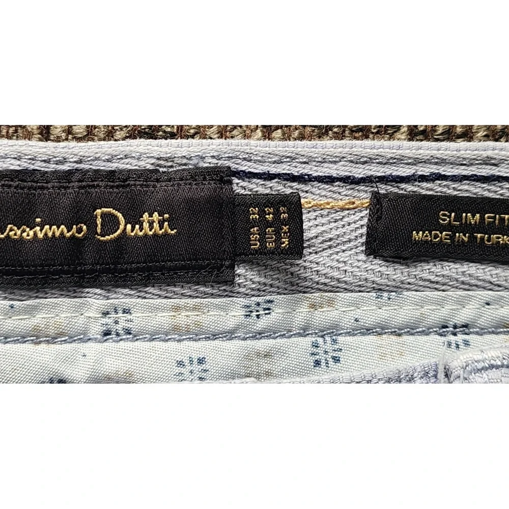 Massimo Dutti Men's Grey Cotton 5 Pocket Slim-Fit Pants Size 32 X 30